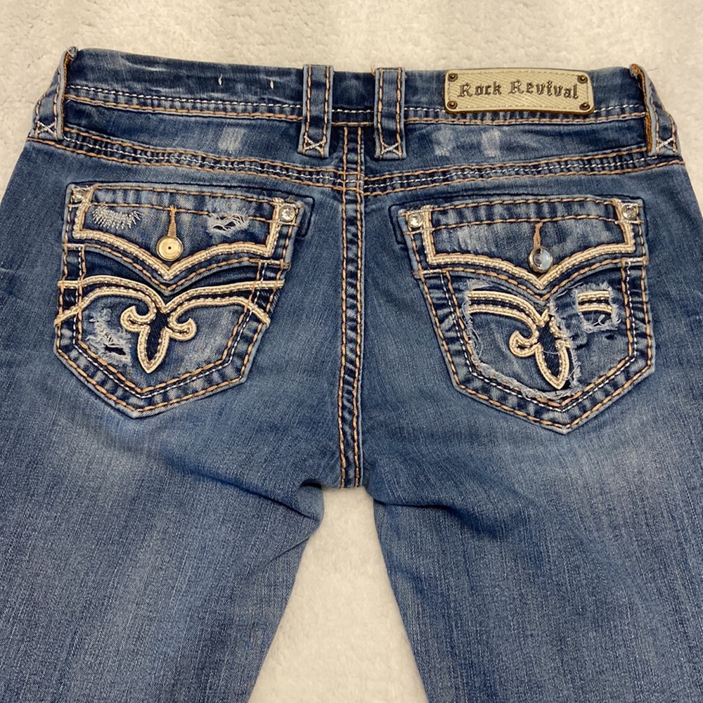 Rock Revival CROP Sukara Distress Jeans - Preloved - Size 29 Mid Rise